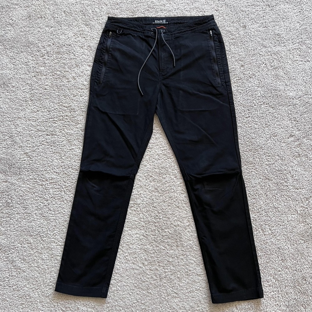 Roark Pants Mens 32x29 Black Canvas Stretch Drawstring Travel Chino Casual